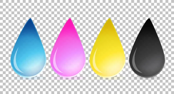 Cmyk ink drops over a blank design layer — Stock Photo, Image