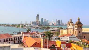 Cartagena, Kolombiya Karayip Denizi ile Timelapse tarihi merkez