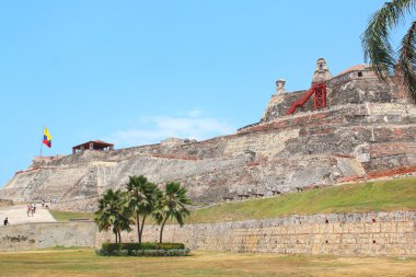 Kolombiyalı bayrak, Castillo San Felipe Cartagena, Kolombiya.