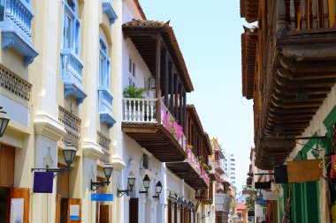 Koloni binaları ve balkon Cartagena, Kolombiya
