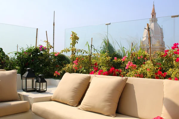 cartagena merkezinde Katedrali'ne bakan Teras 