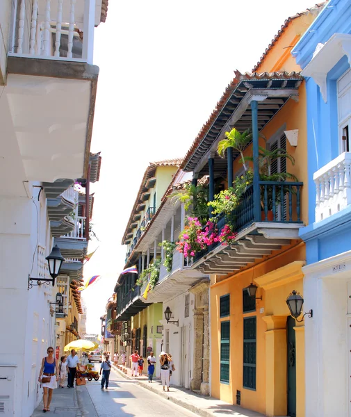 Weergave van balkons in Cartagena, Colombia — Stockfoto