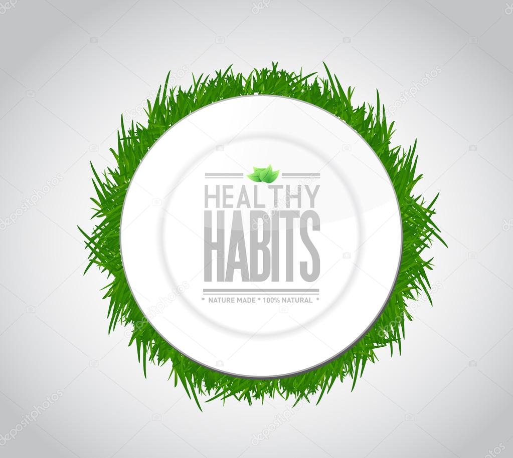 healthy habits plate sign concept illustration