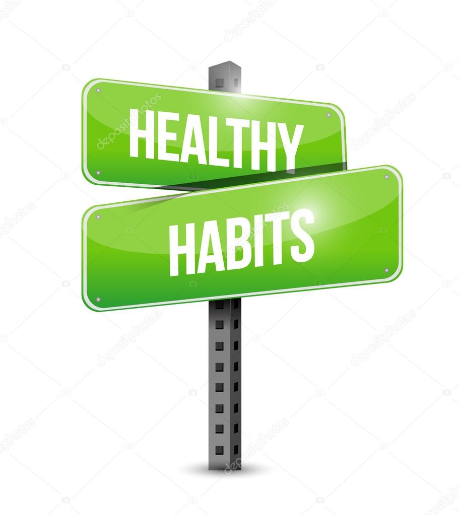healthy habits road sign concept