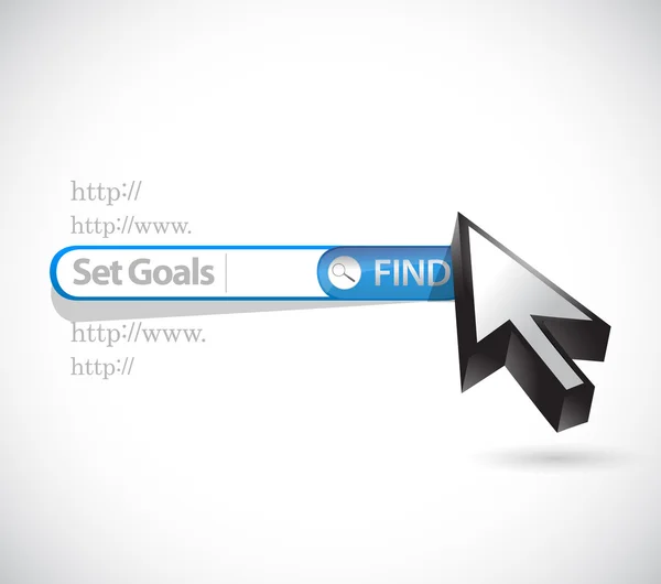 Establecer metas barra de búsqueda signo concepto — Foto de Stock