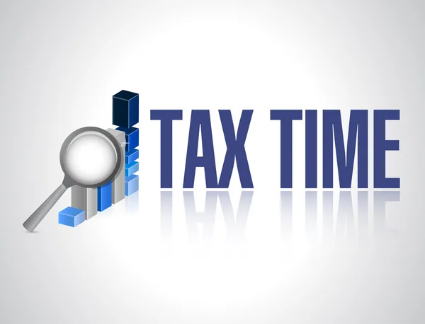 Tax time business magnify graph sign — Stock Photo, Image