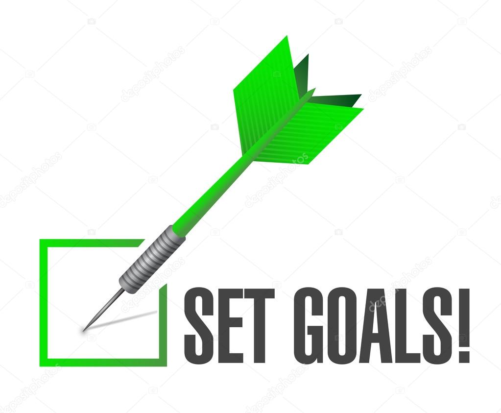 set goals check dart sign concept