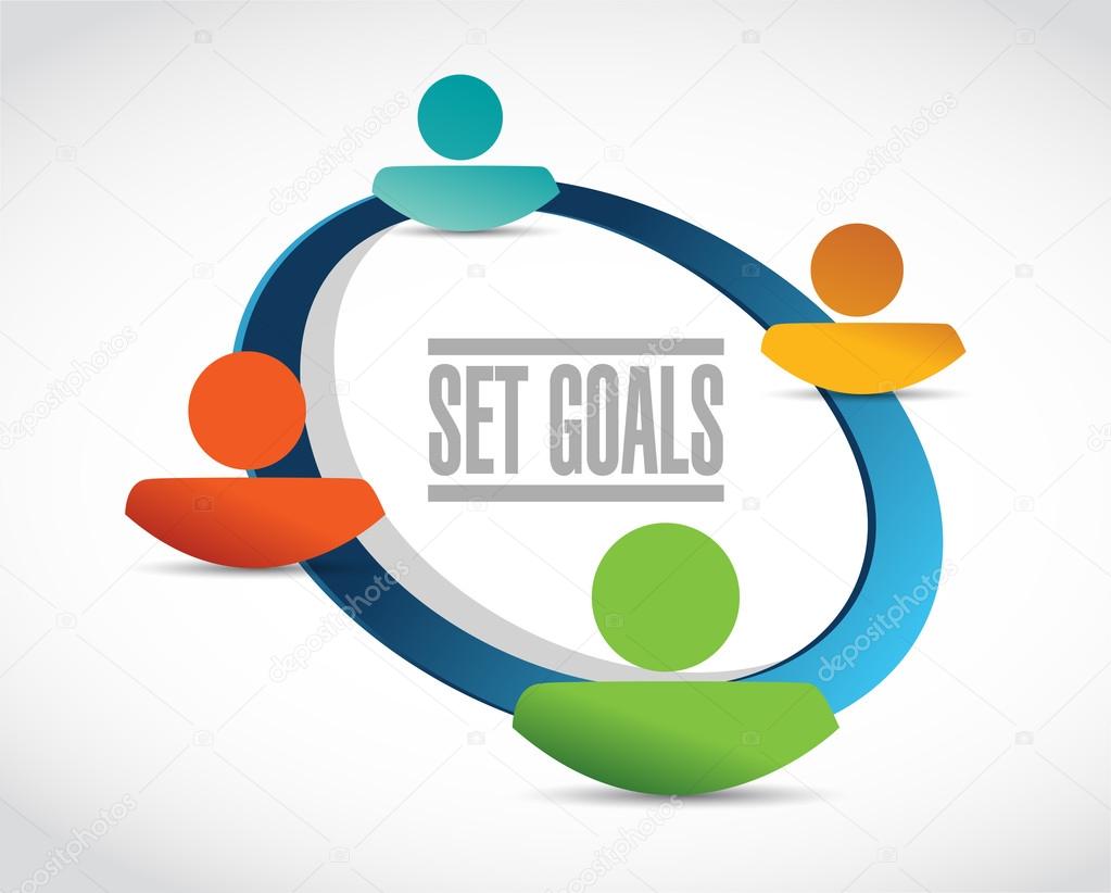 set goals business team sign concept