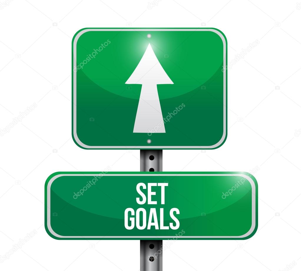 set goals road sign concept illustration