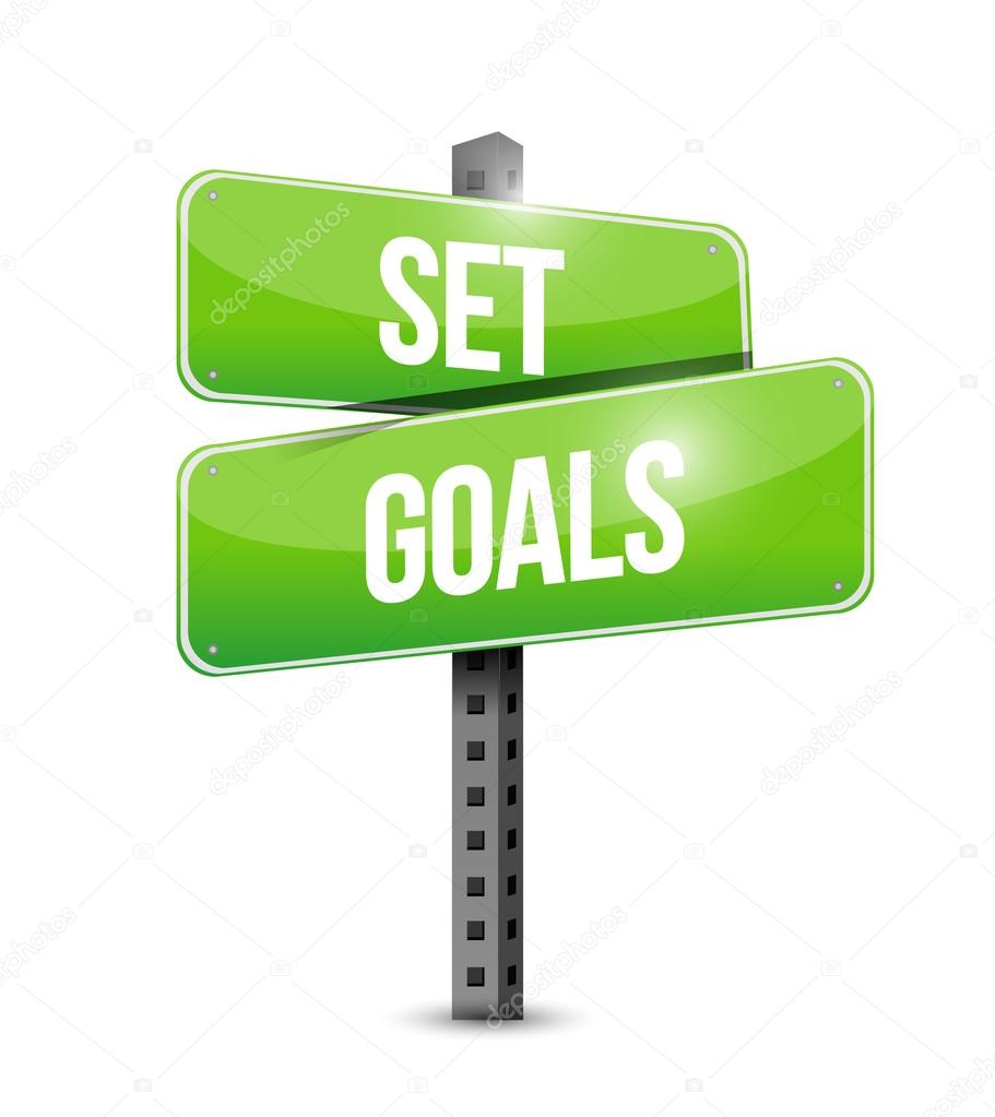 set goals road sign concept illustration