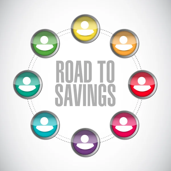 Road to savings people diagram sign — Stock Photo, Image