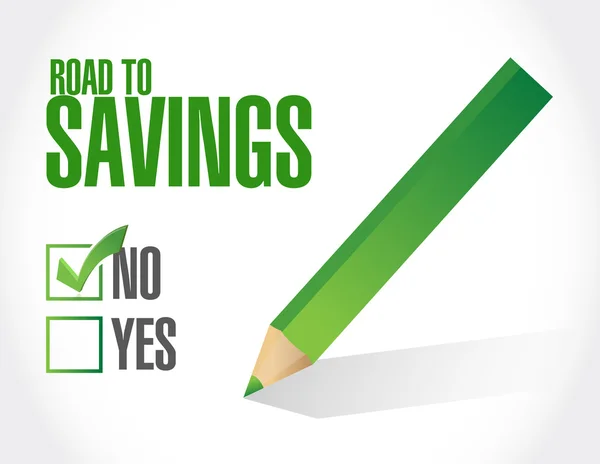 No road to savings check mark sign — Stock Photo, Image