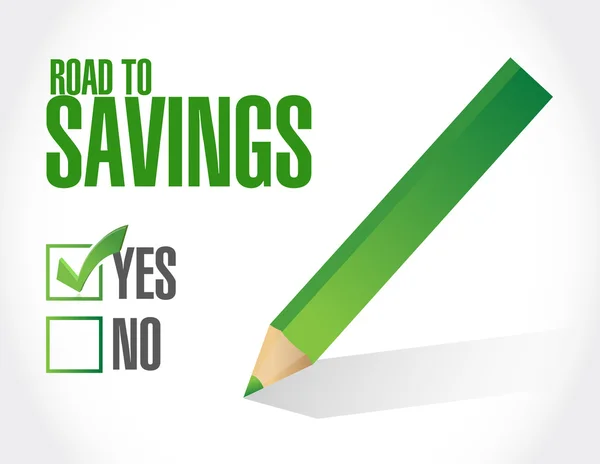 Road to savings approval check mark — Stock Photo, Image