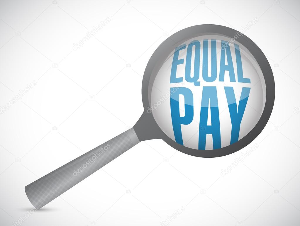 equal pay magnify glass sign illustration design