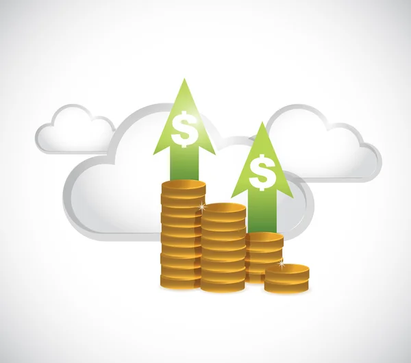 Gráfico monetário e computação em nuvem — Fotografia de Stock