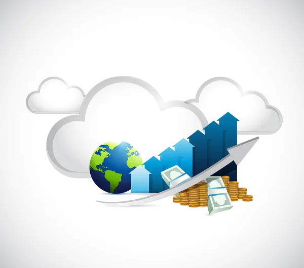 International globe graph and cloud network — Stock Photo, Image