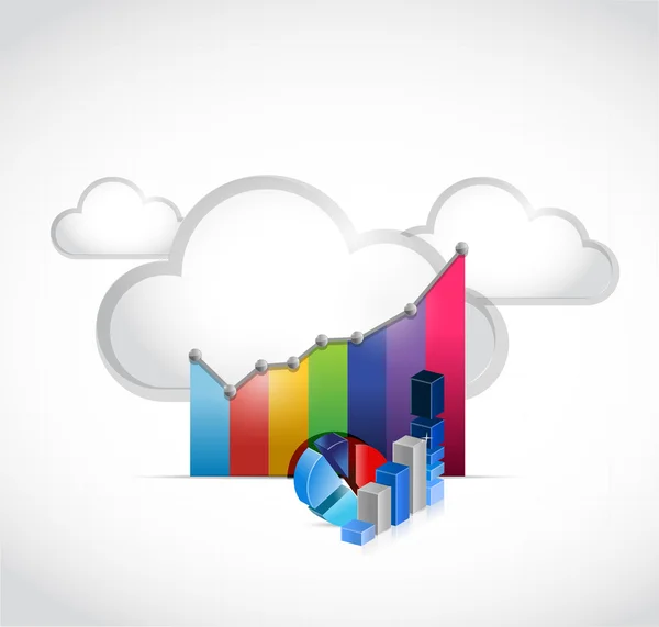 Biznes wykres i przetwarzanie w chmurze — Zdjęcie stockowe