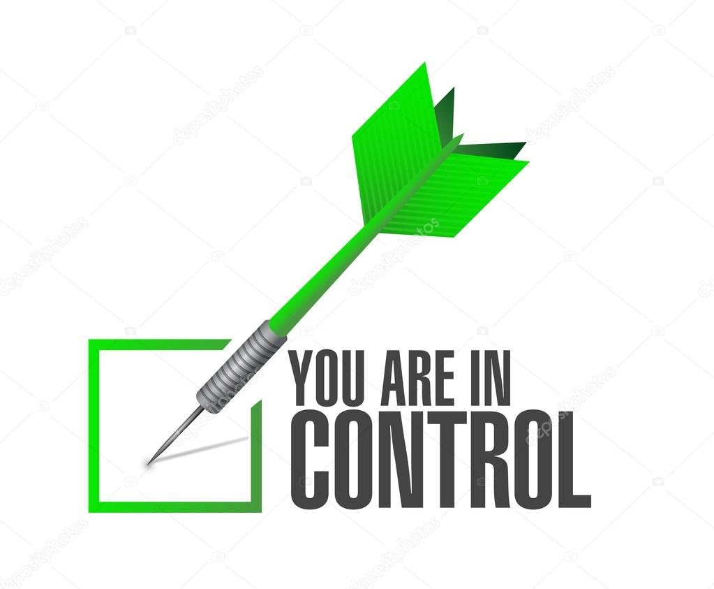 you are in control check dart sign concept