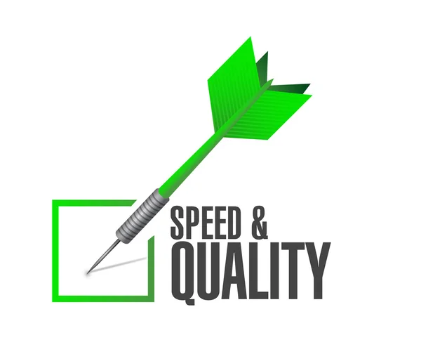 Hastighet och kvalitet kontrollera dart tecken — Stockfoto