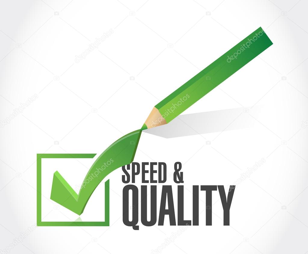 speed and quality check mark sign