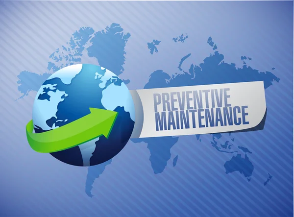 Preventive maintenance globe sign concept — Stock Photo, Image