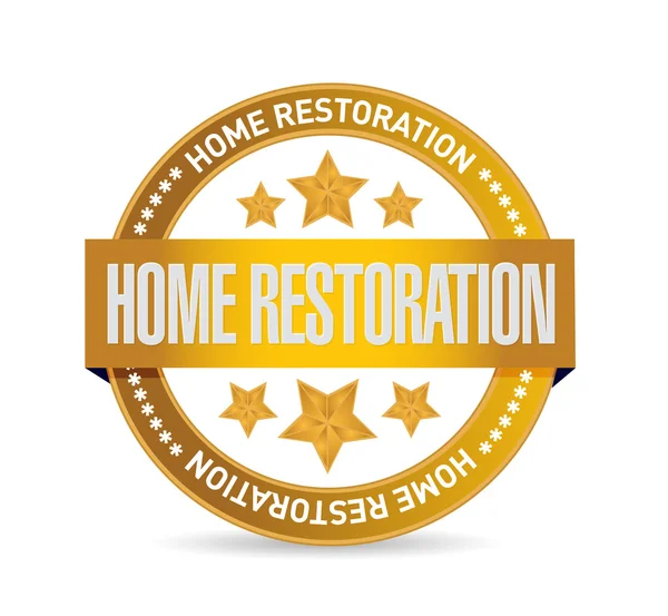 Home restoration gold seal sign illustration — Stock Photo, Image