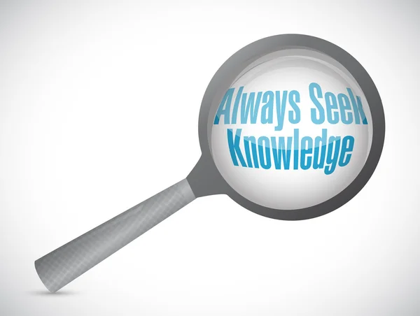 Always seek knowledge magnify glass sign concept — Stock Photo, Image