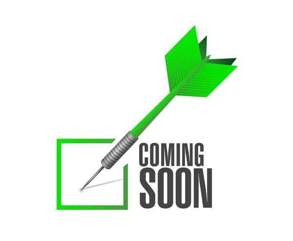 Coming soon check dart sign concept — Stock Photo, Image