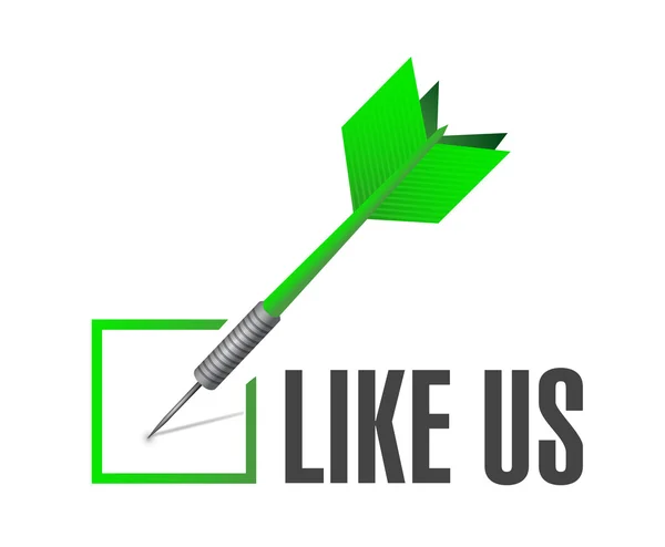 Like us check dart sign concept — Stock Photo, Image