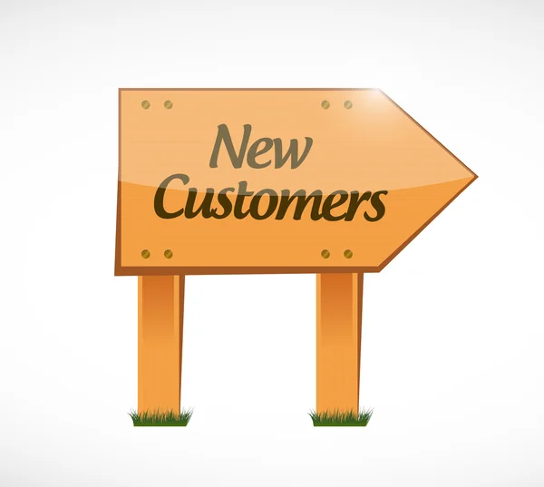 Nieuwe klanten hout teken concept — Stockfoto