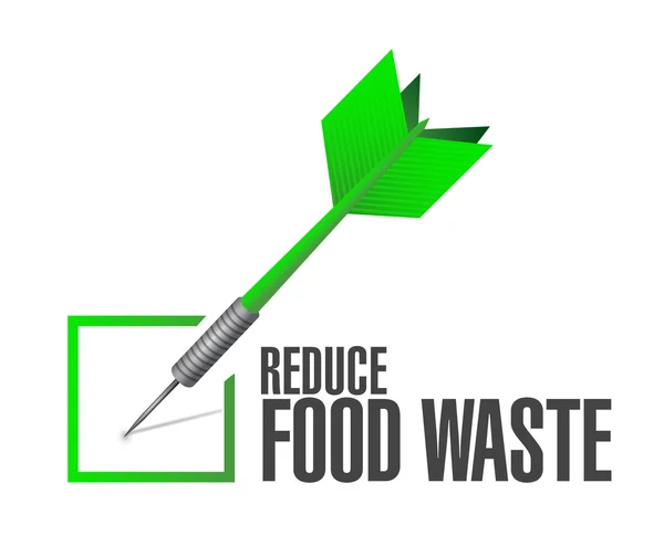 Verminderen voedsel afval selectievakje dart teken concept — Stockfoto