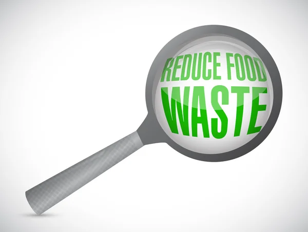 Reduce food waste magnify glass sign concept — Stock Photo, Image