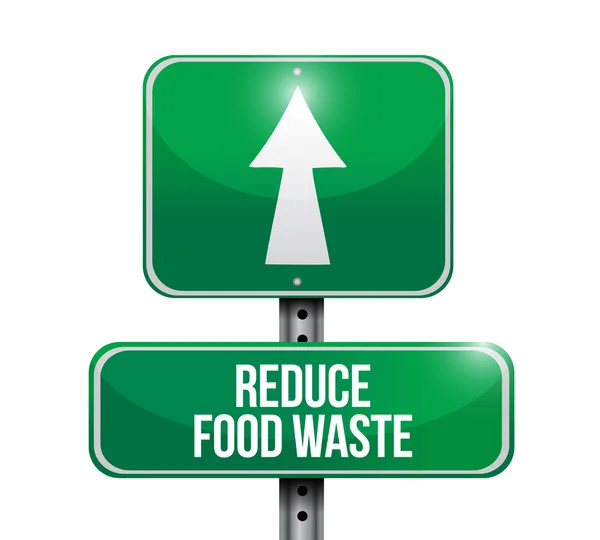 Kurangi konsep food waste road sign — Stok Foto