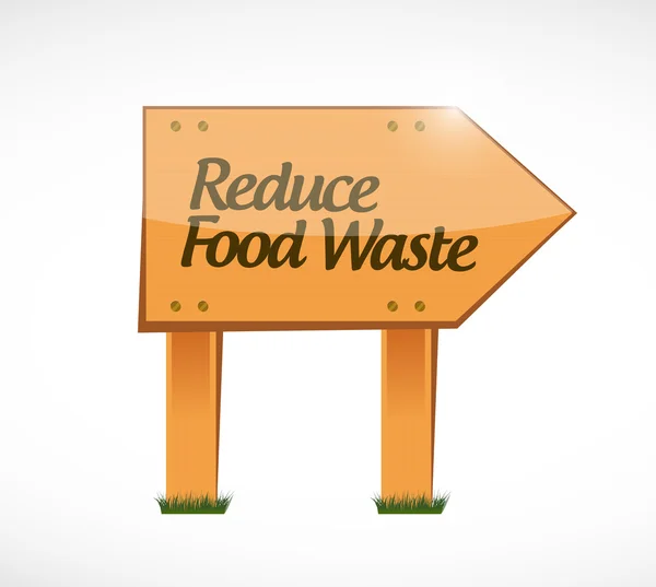 Kurangi konsep food waste wood sign — Stok Foto