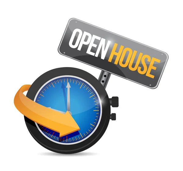 Open house concetto di segno di tempo — Foto Stock