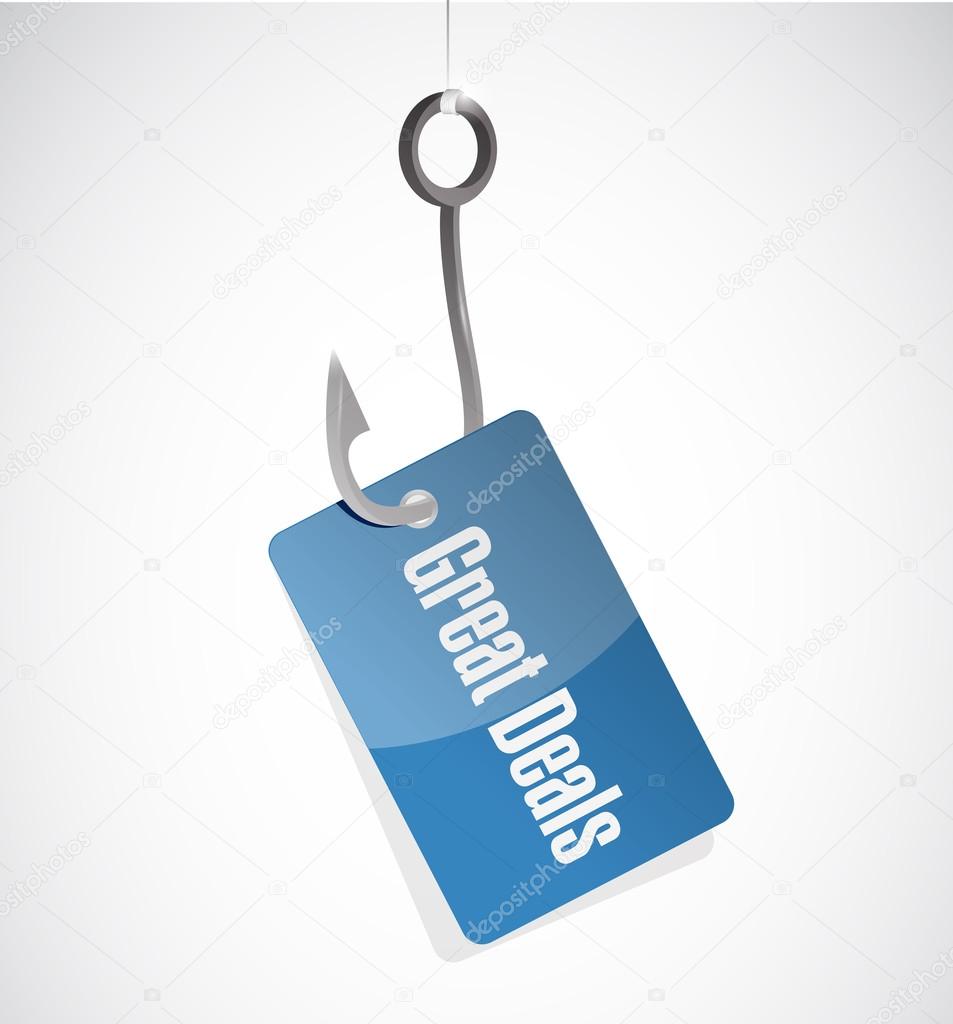 great deals hook tag sign concept