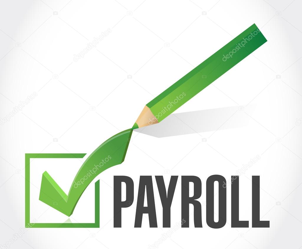 payroll check mark sign concept illustration