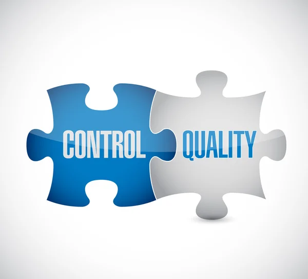 Control and quality puzzle pieces sign — Stock Photo, Image