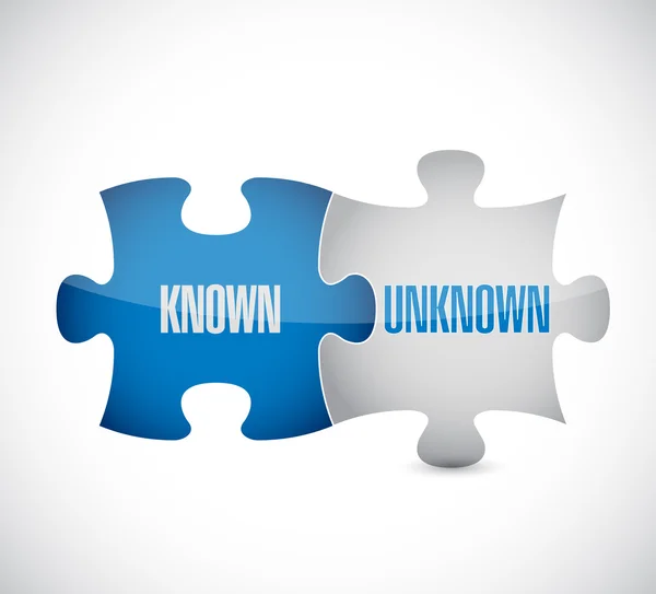 Known and unknown puzzle pieces sign illustration — Stock Photo, Image