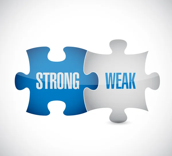 Strong and weak puzzle pieces sign illustration — Stock Photo, Image