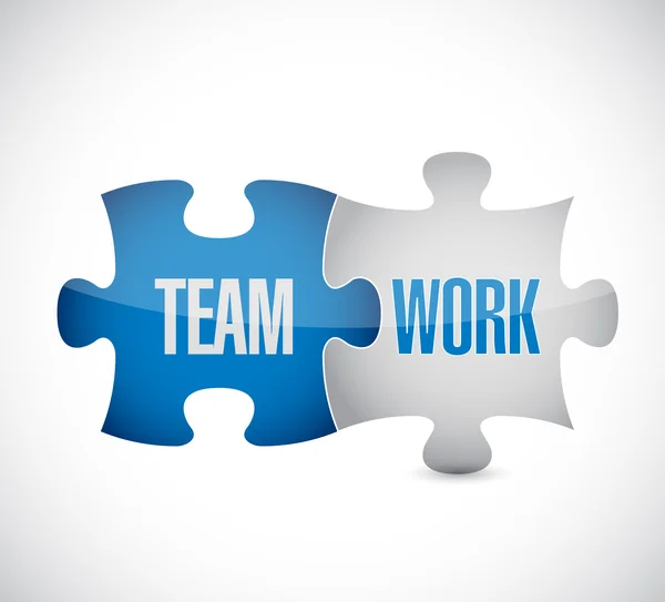 Teamwork Puzzleteile Zeichen Illustration — Stockfoto