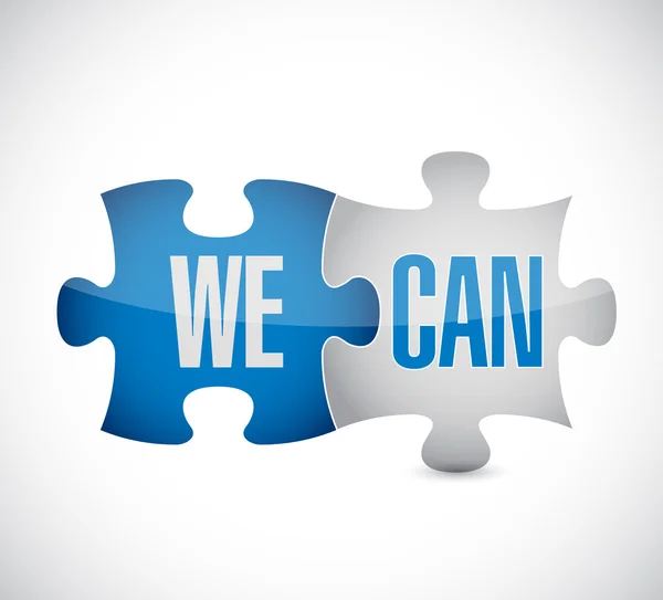 We and can puzzle pieces sign illustration design — Stock Photo, Image