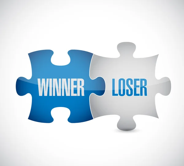 Winner and loser puzzle pieces sign — Stock Photo, Image
