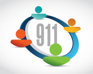 911'i çizgi işareti kavramı illüstrasyon yardım