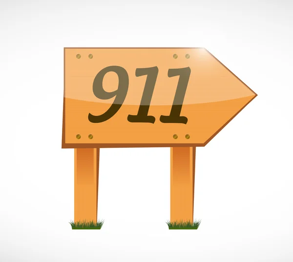 911 wood sign concept illustration design — Stock Photo, Image
