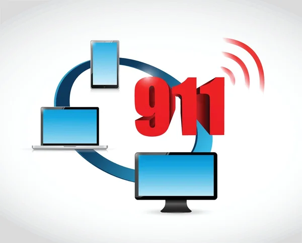 911 technologie teken communicatieconcept — Stockvector