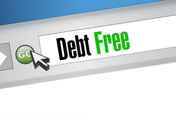 Schuldenfreie Web-Browser unterzeichnen Konzept — Stockfoto