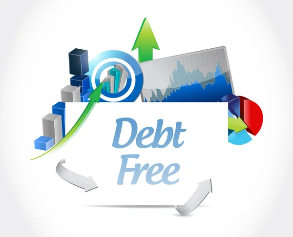 Conceito de sinal de conselho de negócios livre de dívida — Fotografia de Stock