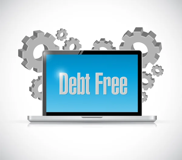 Debt free tech computer sign concept — Stock Photo, Image