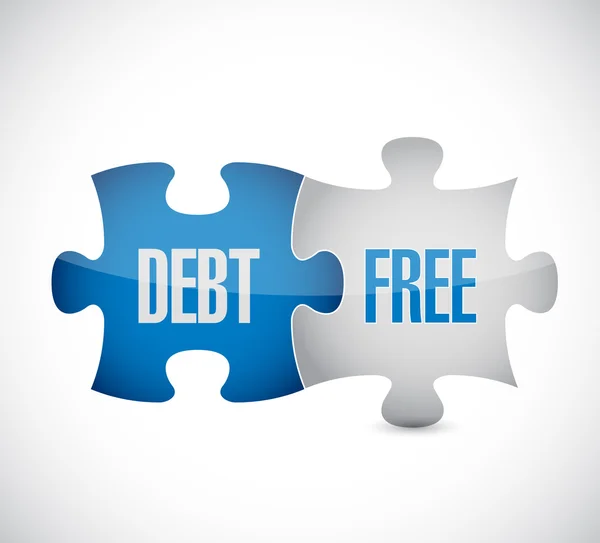 Debt free puzzle pieces sign concept — Stock Photo, Image